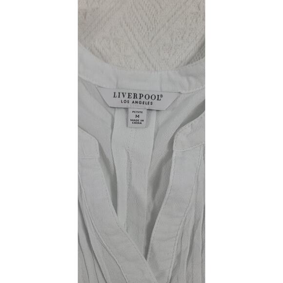 Liverpool Stitch Fix women white flutter sleeve blouse Size Med P office church - Picture 7 of 8